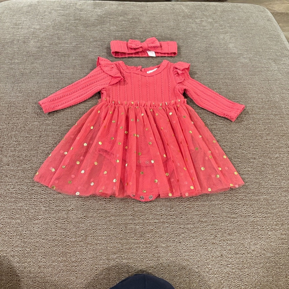 Adorable Pink Kids Casual Dress with Headband